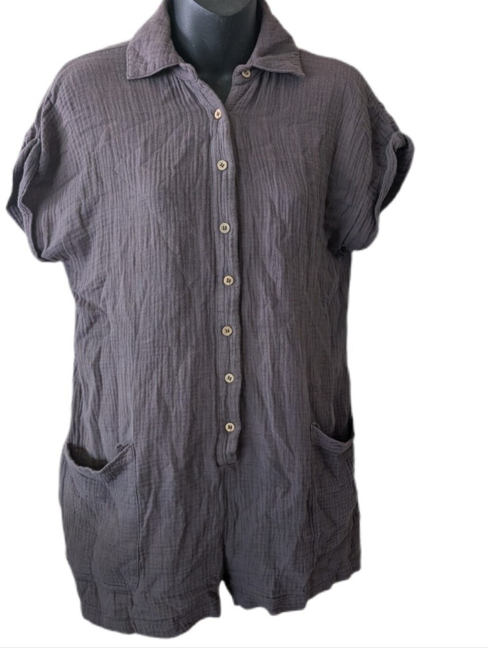 Miou Muse gray cotton romper size M